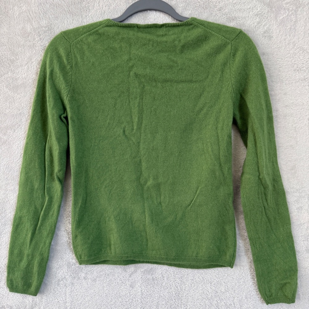 Wendy B Cashmere Petite Small Green V-Neck Long Sleeve Sweater 100% Cashmere - Picture 7 of 7
